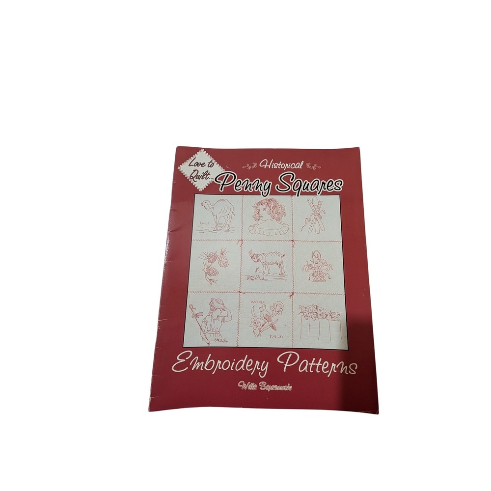 Historical Penny Squares Embroidery Patterns Willa Baranowski AQS 1996 Redwork